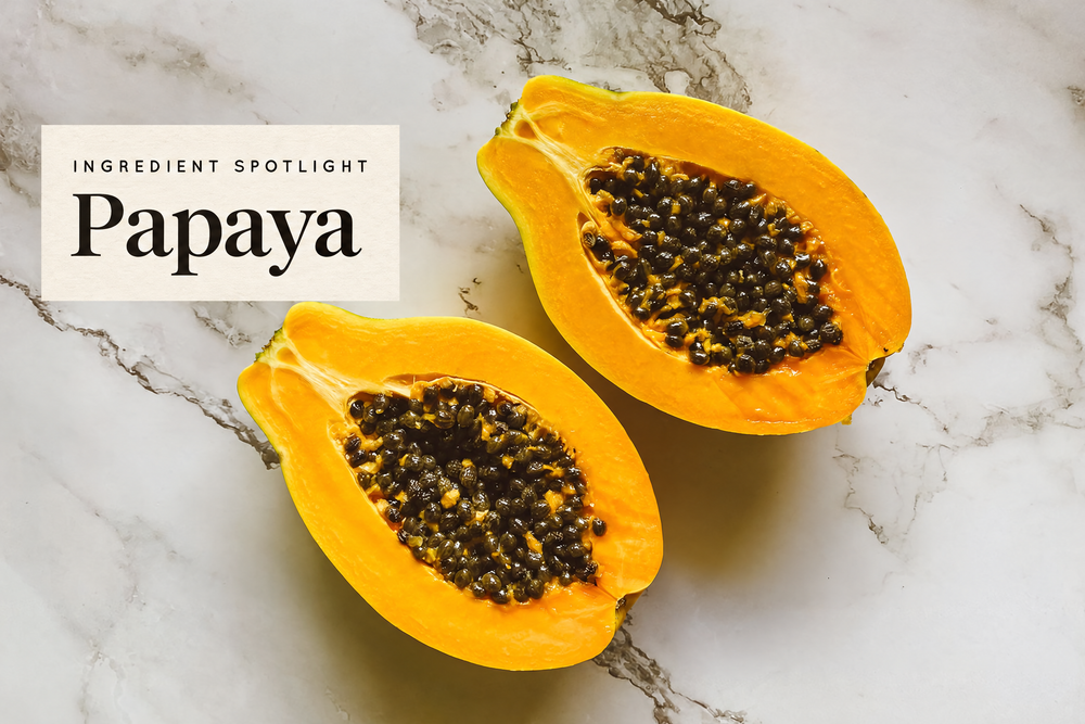 Real photograph of papaya with a Ingredient Spotlight label.