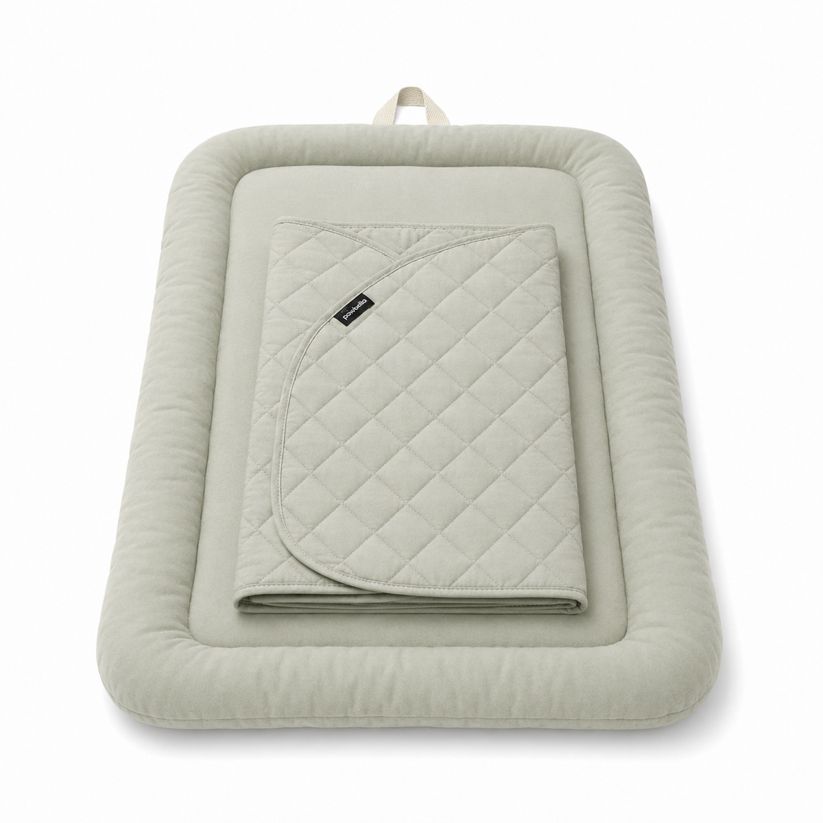Front view of the khaki Pawbella Essential Pet Stroller plush cushion set